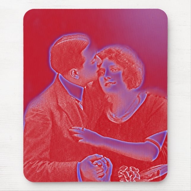 Vintage Valentine Couple in Red Mouse Pad (Front)