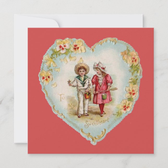 Vintage Valentine couple love Holiday Card (Front)