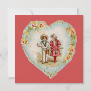 Vintage Valentine couple love Holiday Card