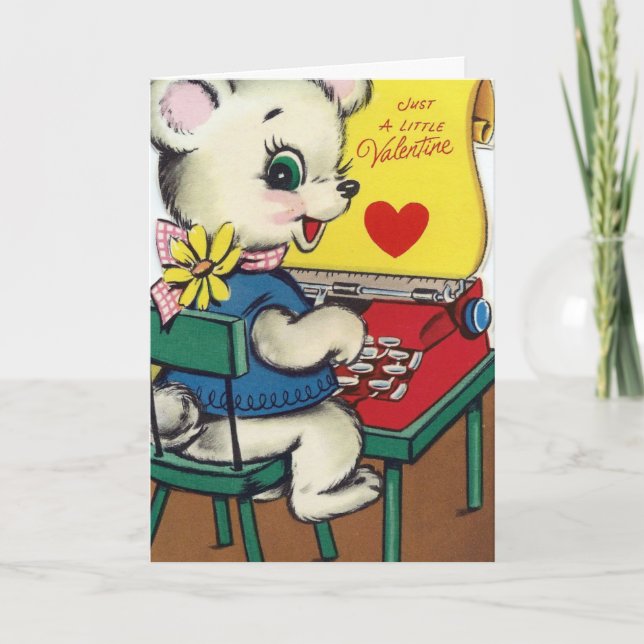 Vintage Valentine Critter Holiday Card (Front)