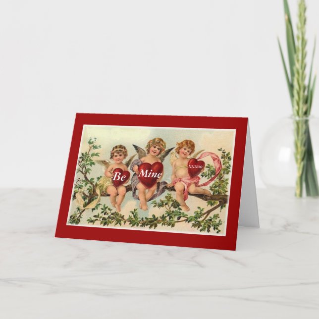 Vintage valentine cuipid, Be, Mine, XXXOO Holiday Card (Front)
