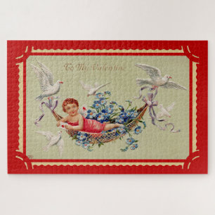Vintage valentine cupid art jigsaw puzzle