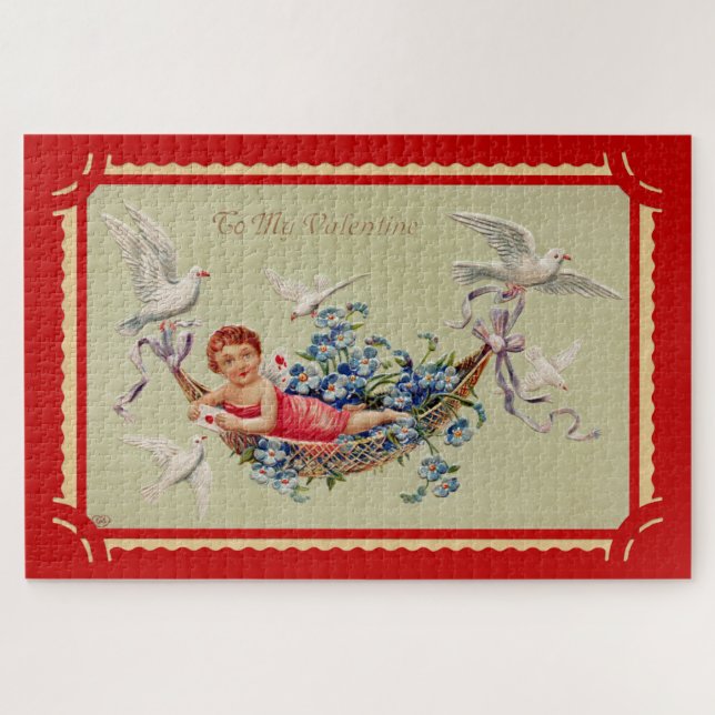 Vintage valentine cupid art jigsaw puzzle (Horizontal)