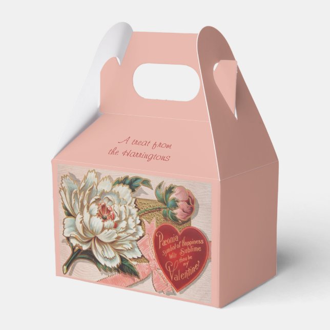 Vintage Valentine custom text favour boxes (Back Side)