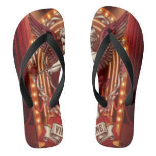 Vintage Valentine Day  Flip Flops