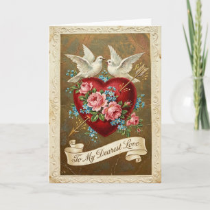 Vintage Valentine Dearest Love Card