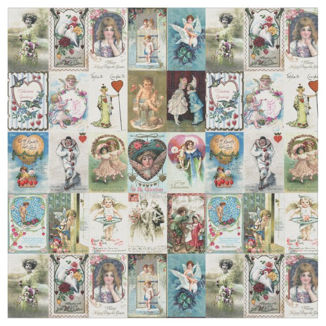 Vintage Valentine Fabric (Close Up)