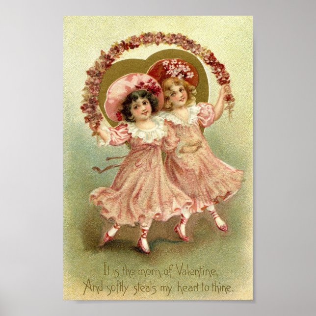 Vintage Valentine Girls Poster (Front)