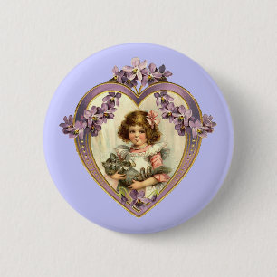 Vintage Valentine Heart 2 Inch Round Button