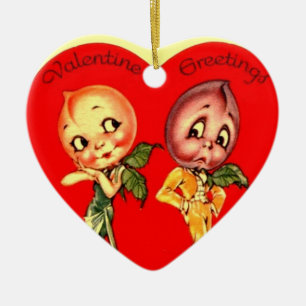 Vintage Valentine Heart Ceramic Ornament