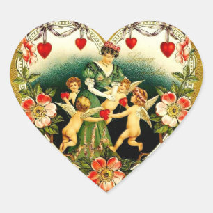 Vintage Valentine Heart Sticker