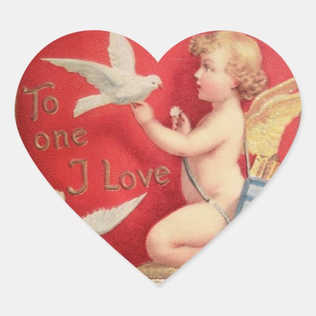 Vintage Valentine Heart Sticker (Front)