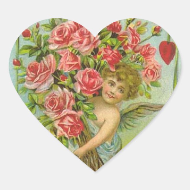 Vintage Valentine Heart Sticker (Front)