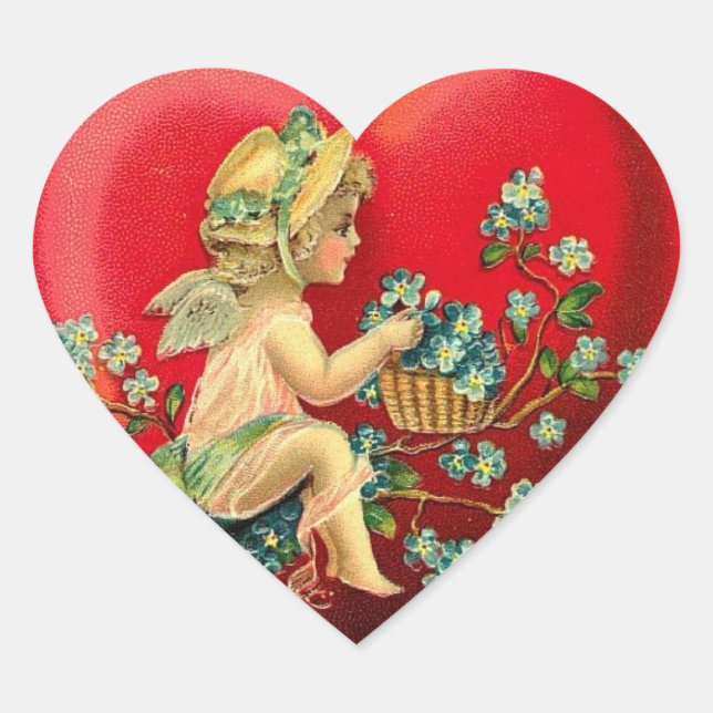 Vintage Valentine Heart Sticker (Front)