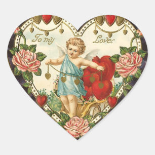 Vintage Valentine Heart Sticker