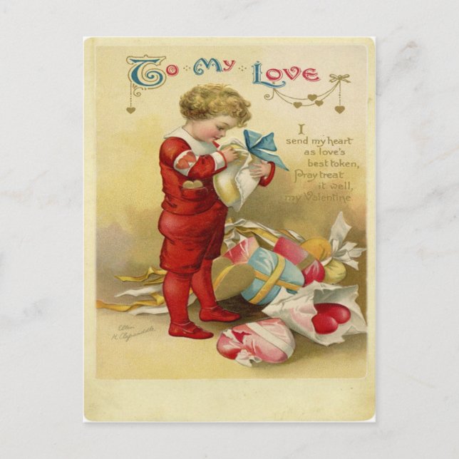 Vintage Valentine Holiday Postcard (Front)