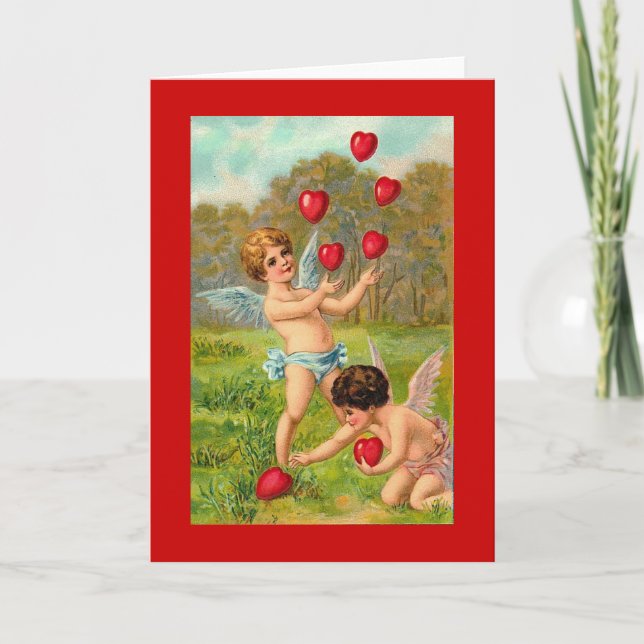 Vintage Valentine Juggler Holiday Card (Front)