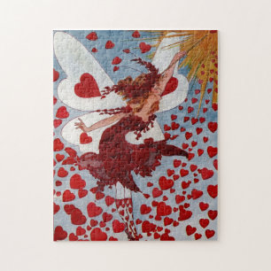 Vintage Valentine Love Hearts Fairy Jigsaw Puzzle