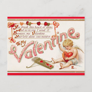 Vintage Valentine Mending Heart Holiday Postcard