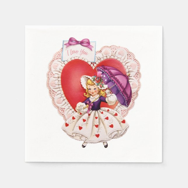 Vintage Valentine paper napkins (Front)