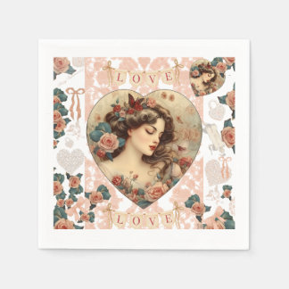 Vintage Valentine Party Paper Napkin