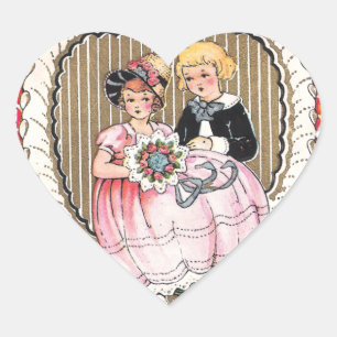 Vintage Valentine Picture Heart Sticker