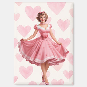 Vintage Valentine Pin-Up Girl Magnet