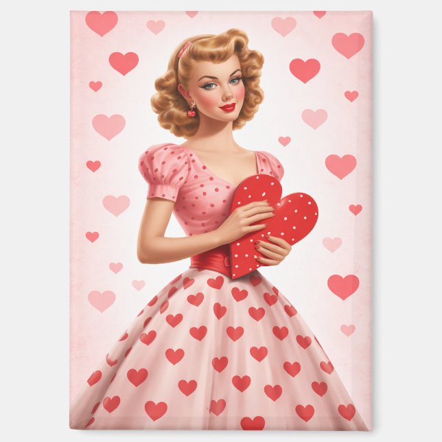 Vintage Valentine Pin-Up Girl Magnet  (Recto)