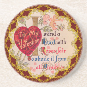Vintage Valentine Poem Coaster