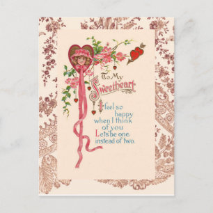Vintage Valentine Poem Holiday Postcard