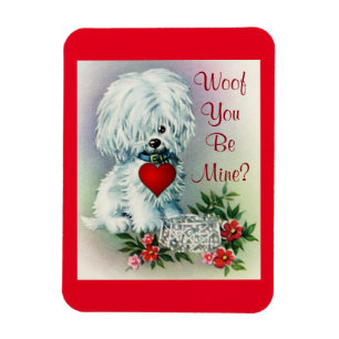 Vintage Valentine Puppy Magnet