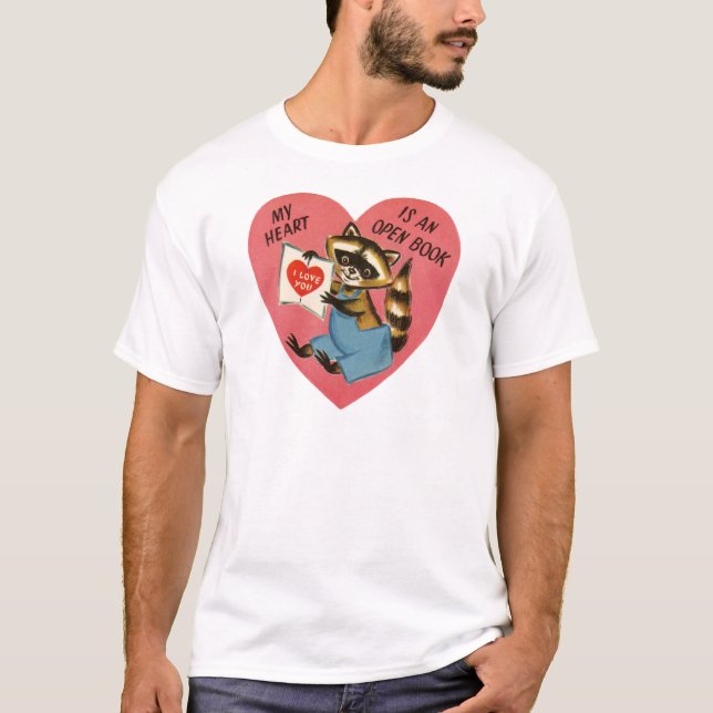 Vintage Valentine Raccoon T-Shirt (Front)
