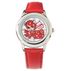 Vintage Valentine Red Cat White Hearts Retro Love Watch