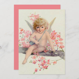 Vintage Valentine’s Day Angel In Tree Holiday Card