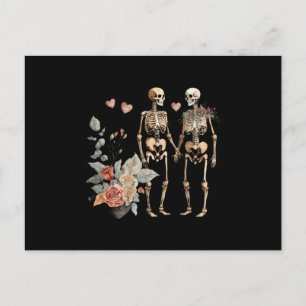 Vintage Valentine Skeletons Postcard