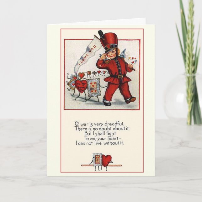 Vintage Valentine Soldier Love War Holiday Card (Front)