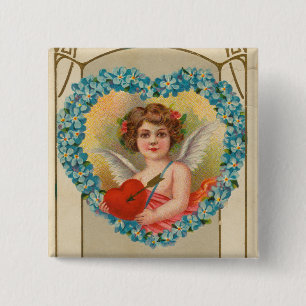 Vintage Valentine, Stecher Litho Company, ca. 1910 2 Inch Square Button