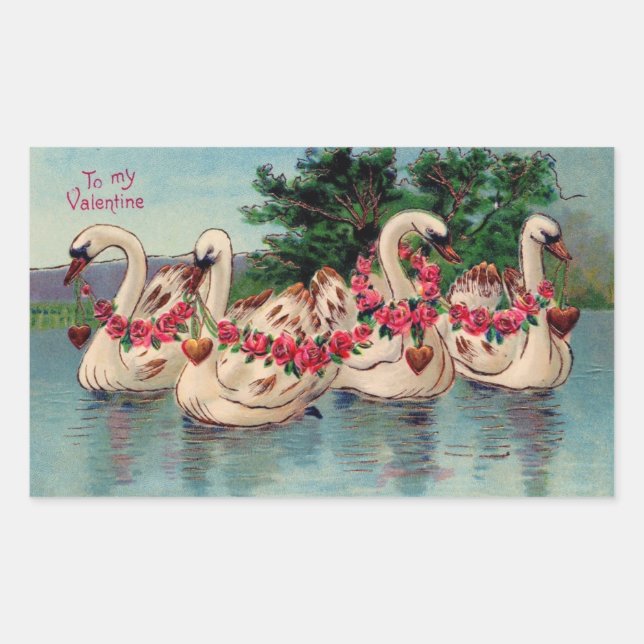 Vintage Valentine Swans Sticker (Front)