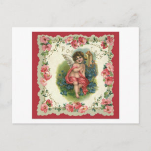 Vintage Valentine Victorian Angel Holiday Postcard