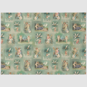 Vintage Valentine Winged Cupid Collage Tissue Paper