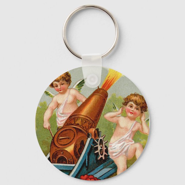 Vintage Valentine with Heart Cannon Keychain (Front)