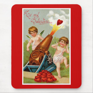 Vintage Valentine with Heart Cannon Mouse Pad