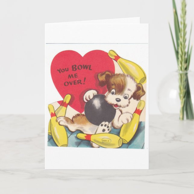 Vintage Valentine - You Bowl Me Over, Holiday Card (Front)