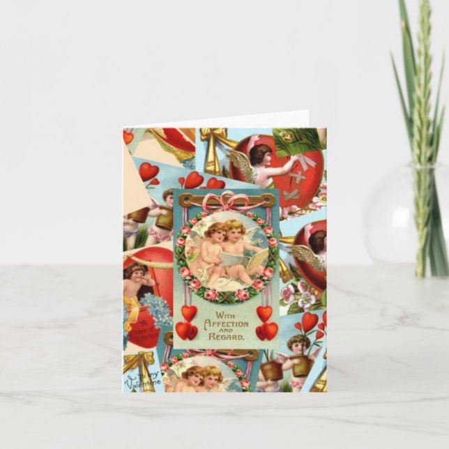Vintage Valentines collage Holiday Card (Front)