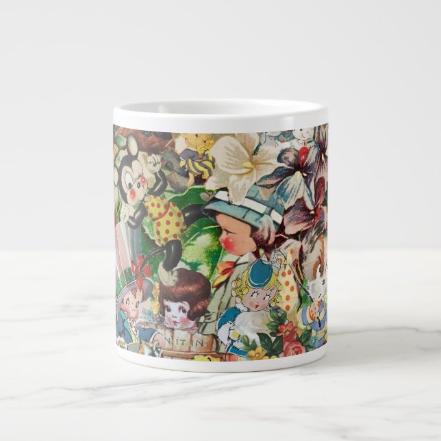 Vintage Valentines Collage Large Coffee Mug (Front)