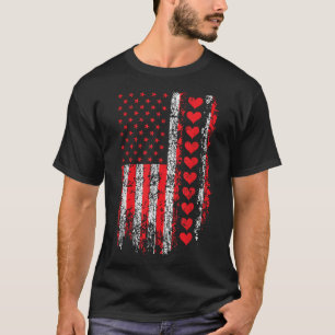 Vintage Valentines Day American Flag Hearts Mens B T-Shirt