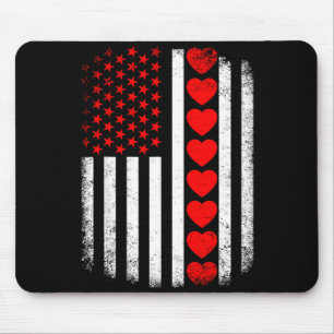 Vintage valentines day american flag hearts mens mouse pad