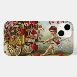 Vintage Valentines Day Angel, Cart of Love Hearts Case-Mate iPhone 14 Case