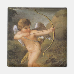 Vintage Valentines Day, Bow and Arrow Cupid Forest Magnet