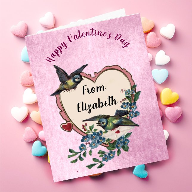 Vintage Valentines Day Card Pink Hearts Custom (Creator Uploaded)